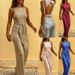 Women's Clothing Round Neck Sleeveless Personalized Sequined Silver Dot Jumpsuit_ecoleips.com