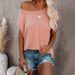 Women's Clothing Solid Color Off Shoulder T Shirt Tops_ecoleips.com