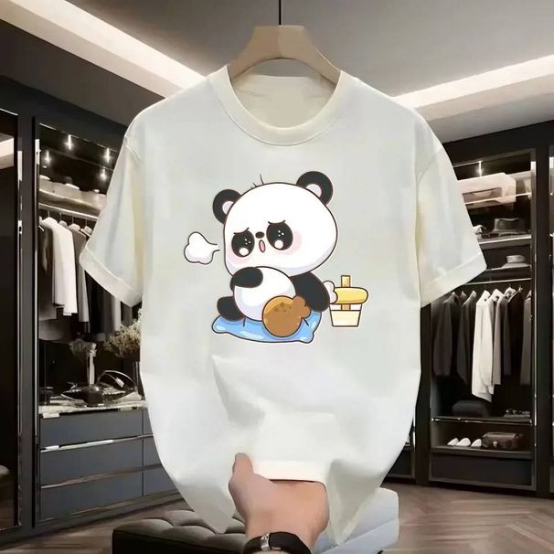 Casual Urban Fashion For Men & Women Panda Graphic Print T-Shirt Oversized Relaxed Fit 100% Cotton Unisex Streetwear_ecoleips.com