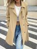 "Elegant Belted Trench Coat For Women - Slim-Fit Long Jacket With Button Front & Pockets, Khaki (S-XXL)"_ecoleips.com