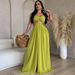 Women's Clothing Sexy Chiffon Wrapped Chest Naked Back Wide Leg Jumpsuit_ecoleips.com