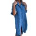 Women's Clothing Spring And Summer Loose Casual Mid Sleeve Cotton And Linen Shirt Dress For Women_ecoleips.com