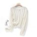 25 Bamboo Knot Linen Knitted Cardigan Women's Thin Round Neck Ice Silk Jacket Loose Outer Shawl Air Conditioning Shirt_ecoleips.com