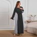 Muslim Cuff Tassel Abaya Long Dress Fashion Elegant Linen Color Block Cover-up Robe_ecoleips.com