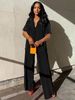 Women's Clothing Loose Casual Spring And Summer Fashion Pleated Short Sleeved Shirt Wide Leg Trousers Two Piece Set_ecoleips.com