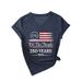 1776 We The People 250 European Station Fashionable And Unique Women's V-neck Short-sleeve T-shirt_ecoleips.com