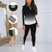 Fall Essentials: Women's Long Sleeve Round Neck Top And Pants Two-Piece Set_ecoleips.com