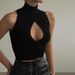 Women's Clothing Women's Autumn New High Neck Sleeveless Chest Hollow Design Knitted Fabric Threaded Short Vest_ecoleips.com