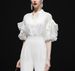 Women's Clothing New Summer Fashion Temperament White Two Piece Suit Shiny Loose Shirt Versatile High Waist Straight Wide Leg Pants_ecoleips.com