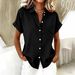 2026 Independent Station European And American Cross-Border Collar Short-Sleeve Women's Casual Shirt New Model_ecoleips.com