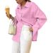 Voya Women's European And American Casual Vacation Solid Color Long Sleeve Blouse Women's Spring And Summer Clothing_ecoleips.com