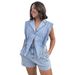 Women's Clothing Spring And Summer New Women's Fashion Casual Three Dimensional Triangle Design Denim Jumpsuit Shorts_ecoleips.com