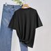 Women's Casual Round Neck Short Sleeve T-Shirt Multi-Color American Style Simple Fashionable Sports Top Solid Printed Loose Fit_ecoleips.com