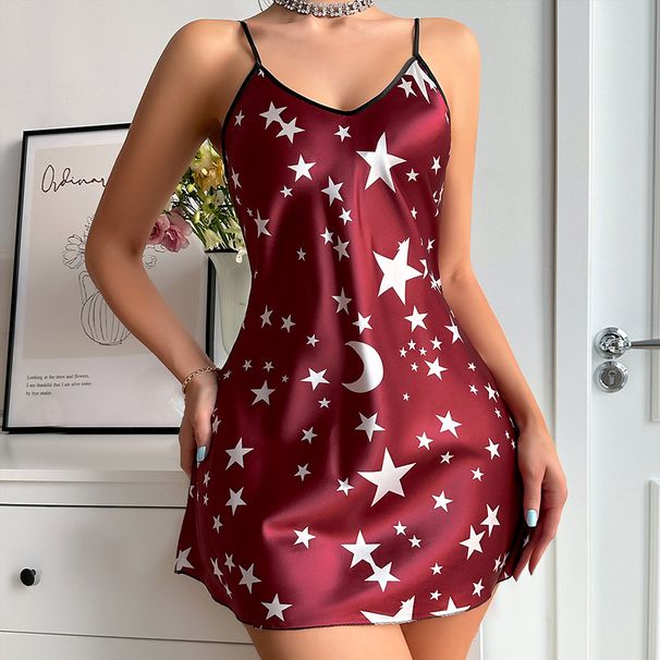 Women's clothing suspender skirt dress female summer small flower skirt silk satin silk sexy backless nightdress wholesale_ecoleips.com