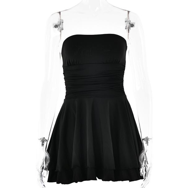 Ins2025 Hot Selling New Dress Sexy Spicy Girl Solid Color One Neck Strapless Backless High Waisted Short Skirt_ecoleips.com