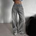 High Waist Cement Gray Jeans For Women – 90s Vintage Straight Leg Denim Pants (Retro High Street, Relaxed Fit, Cotton-Blend, S-XL, Narrow Hem)_ecoleips.com