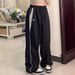 Women's Clothing Leisure Personality Niche Street Elastic High Waist Loose Sports Wide Leg Pants_ecoleips.com