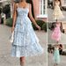 DiYun 2025 Spring/Summer European And American Style Floral Print Contrast Color Chiffon Strap Dress For_ecoleips.com