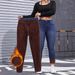 Women's Clothing Women's Fleece Lined Skinny Jeans Autumn Winter Elastic High Waist Slim Fit Denim Pants For Formal & Casual_ecoleips.com