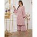 ZTY-121 Muslim Autumn Winter New Casual Women's V-neck Printed Sleeve Long Pants Set_ecoleips.com