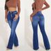 Women's Clothing Multi Button High Waist Elastic Micro Flared Jeans Women's Trousers_ecoleips.com