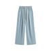 Suitable For All Seasons Apricot Linen Wide-Leg For Women, Summer High-Waisted Relaxed Fit Casual With Draping Effect, Extended Cotton-Linen_ecoleips.com
