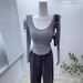 Women's Thin Wide round Neck Long Sleeve T-Shirt Slightly Sheer Fitted Top Perfect for Autumn Base Layer Effortlessly Sexy_ecoleips.com