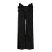 Women's Casual Low-Waisted Wide Leg Pants Irregular Knot Drape Loose Fit Solid Color Woven Trousers_ecoleips.com