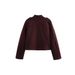 ZADATA Women's 2024 Winter European And American Stand Collar Single-Breasted Long-Sleeve Short Jacket 3046292_ecoleips.com