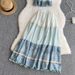 Women's Clothing Sweet Holiday Style Lace Splicing Cake Camisole Suit High Waist Skirt Design Long Skirt_ecoleips.com