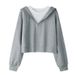 European American Style Two-piece Short Sweatshirt Women, Spring And Autumn Thin Korean Version, Loose Fit With_ecoleips.com
