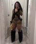 Y2025200Fashion Women's Furry Patchwork Lace-Up Cardigan Leopard Print Skirt Set_ecoleips.com
