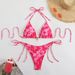 Women's Reversible Printed Halter Neck Tie Bikini Swimsuit European And American Style Sexy New_ecoleips.com