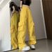 American Style Trendy Retro Quick-Dry Cargo Casual Pants For Women Summer High Waist Straight Loose Floor-Length_ecoleips.com