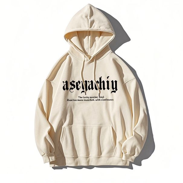 Men's off Shoulder Fleece Lined Sweatshirt Heavyweight Hooded Top Trendy American High Street Sports Jacket for Autumn/Winter_ecoleips.com