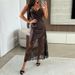 Women's Clothing V-Neck Lace Patchwork Long Dress – Elegant Summer Maxi Dress In Camel/Black (S/M/L/XL)_ecoleips.com