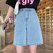 Women's High-Waisted Denim Shorts Summer Thin Style 5 Point Mid-Length Straight Leg Loose Fit Slimming Wide Leg 2026 New Fashion_ecoleips.com