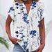 plus Size Women's Floral Button down Shirt Short Sleeve V Neck Casual Comfort Independent Website Exclusive 2025_ecoleips.com