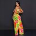Women's Clothing Printed ruffled sling wide leg two piece suit_ecoleips.com