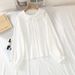 Doll Collar Long Sleeve Shirt College Girls Loose Fungus Edge Lace Shirt_ecoleips.com
