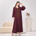Modest Abaya Dress/Muslim Dress Women Elegant V-Neck Embellished Maxi Dress – Loose Fit, Comfortable & Stylish For Women_ecoleips.com
