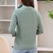 Women's Chunky Knit Sweater With Half-Zip Collar, Oversized Long Sleeve Pullover, Winter Warm Cable Knit Top, Peacock Green, Retro Casual Style_ecoleips.com