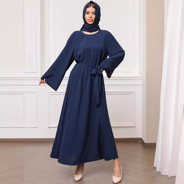 Muslim Abaya Traditional Simple Dress With Headscarf_ecoleips.com
