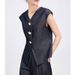 Women's Clothing Blue Casual V Neck Vest Summer Designed Waistcoat Vest Jacket_ecoleips.com