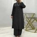 Summer New Solid Color Muslim Casual Women's Cardigan Long Sleeve Wide Leg Pants Two-Piece Set_ecoleips.com