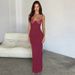 Women's Slim Dress Lace Splicing Long Skirt Sexy Suspender_ecoleips.com