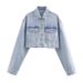 Rhinestone-Embellished Denim Jacket & High-Waisted Straight Jeans Set – Trendy Two-Piece Outfit For Women (XS/S/M/L, Blue)_ecoleips.com
