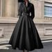 Women's Clothing Retro Stand Collar Strappy Long Sleeved Dress For Women Winter New High End Temperament Elastic Waist Evening Dress_ecoleips.com