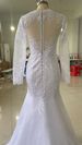 Women's Clothing Wedding Dress European Style Slim Fishtail One Shoulder Long Sleeves Open Back Wedding Dress_ecoleips.com