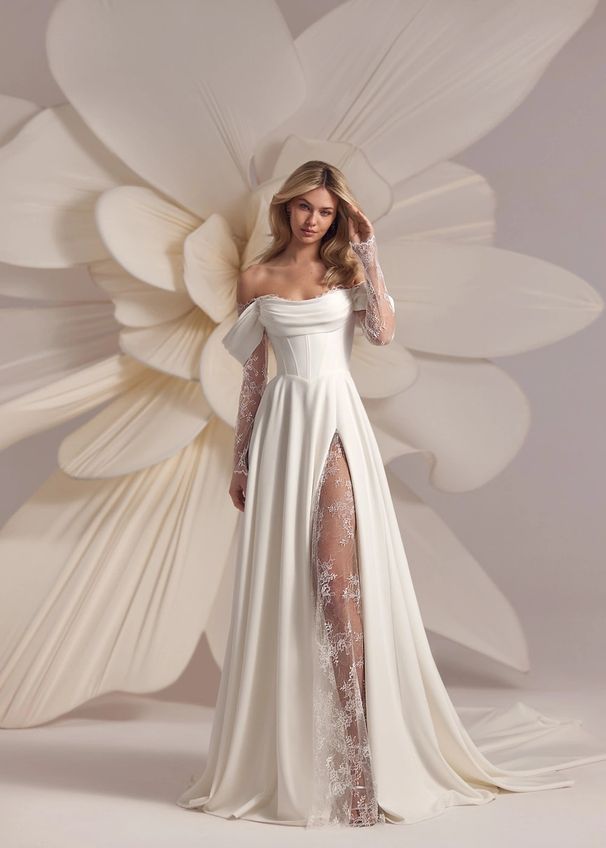 European And American One Shoulder Evening Dress New Style High End Light Luxury White Dress Slit Small Tail Light Wedding Dress Female_ecoleips.com